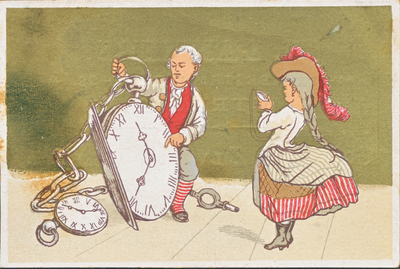 710968 Visitekaartje van H. Lammers, Gouden en Zilveren Werken, Bloedcoralen, Juweelen en Diamanten, Bakkerstraat D. ...